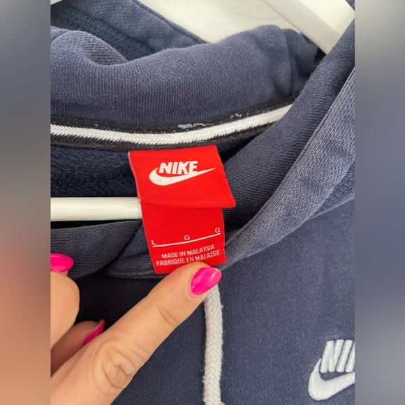 Nike Sportswear Club Overhead Hoodie Swoosh Embroidered Gym Y2k Navy Large Basic - Picture 6 of 9